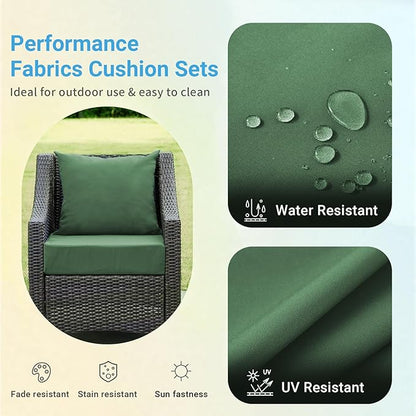 Outdoor Cushions for Patio Furniture,Outdoor Seat Cushion Set 24 x 24 x 5.75 Inch,Waterproof & Fade Resistant Outdoor Chair Cushions,Deep Patio Chair Cushion with Removable Cover,Forest Green
