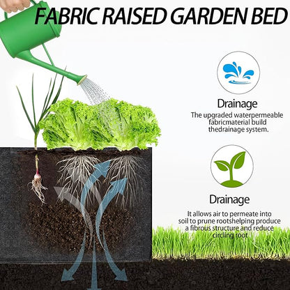 2-Pack 3 Grid Fabric Raised Garden Bed 22 Gallon, 3x1x1 FT Thickened Garden Grow Bags with Handles - Indoor Outdoor Planter Bags for Vegetables, Herbs, Flowers