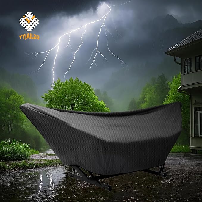 Hammock Cover Waterproof,10-15FT Outdoor Hammock Covers with Elastic Ropes,Adjustable Buckle and Zip,420D Oxford HammockBeds Cover for Garden,Patio,Beach Hammocks Stand (Black, 9-10FT)