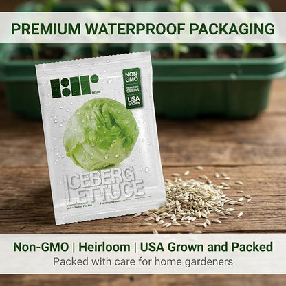 500 Iceberg Lettuce Seeds for planting - Heirloom Non-GMO USA Grown Premium Vegetable Seeds for Planting Home Garden - Crisphead Heading Lettuce Lactuca Sativa by RDR Seeds