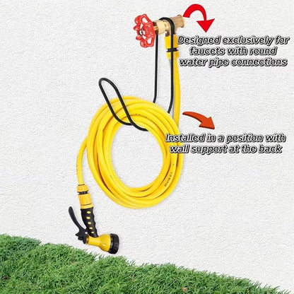 Garden Hose Holder Water Hose Hanger Wall Mounted,304Stainless Steel Solid Hose Hook Holds Up to 50Ft Garden Hose, Expandable Hose, Water Hose(Matt Black 2pcs)