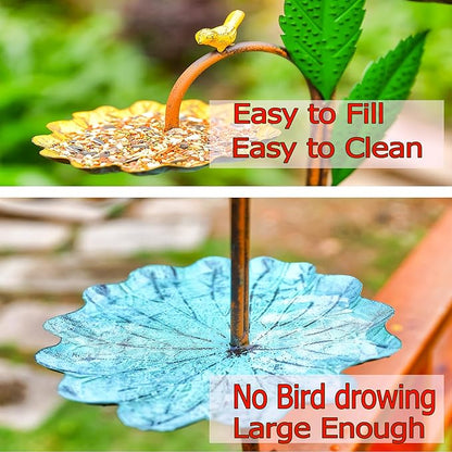Deck Bird Feeder for Outdoors, Decorative 3 Bird Feeder Bowl Tray for Balcony Railing Outside