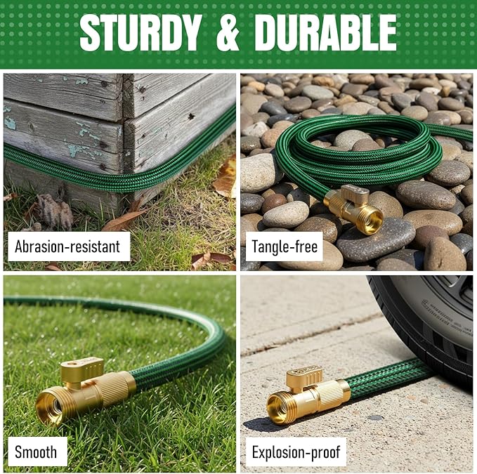 NON-EXPANDABLE Garden Hose 75 ft, Heavy Duty Flexible Water Hose, Kink Resistant Lightweight Hybrid Hose with Durable Fabric Skin, Leakproof Hose Male to Female Fittings