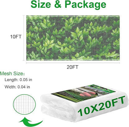 Garden Netting 10x20FT 2 Packs Ultra Fine Mesh Netting Bird Barrier Protection Vegetable Fruit Tree Bushes Plant Cover for Raised Bed