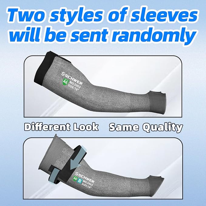 Schwer AIR-SKIN ANSI A6 Cut Resistant Arm Sleeves for Men & Women, Arm Protectors for High Risk Work, Gardening Sleeves, 2 Pairs, Dark Grey, 18 IN