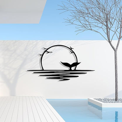 Sunrise Metal Wall Art, Sunset Metal Wall Decor for Living Room, Sunshine Line Art Home Decor Outdoor Indoor, Sun Design Modern Artwork for Walls, Abstract Sunset Wall Decor, Housewarming Gifts
