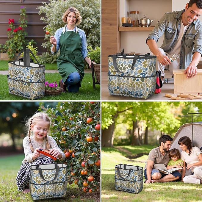 Paisley Garden Tool Bag - Waterproof Garden Tote with 8 Pockets, Large Storage Home Organizer Gardening Tool Oxford Bag for Garden Tools Kits Holder, Ideal Outdoor Gardening Gift for Women & Men
