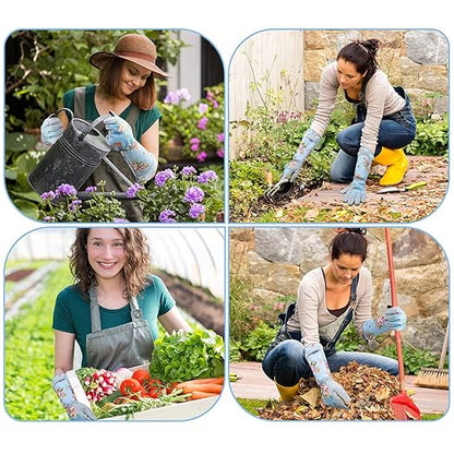 Extended Sleeve Garden Gloves for Women, Soft Grip Gardening Gloves, Lightweight Comfort Wear for Planting, Landscaping & Outdoor Tasks, Blue Small
