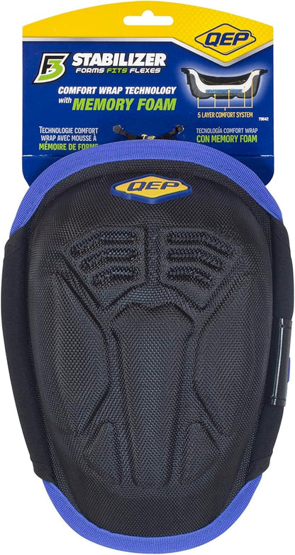 QEP F3 Stabilizer Knee Pads with Memory Foam, Gel Cushion, Neoprene Fabric Liner and Pen Storage, Black (79642)