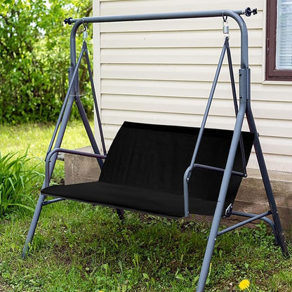 Outdoor Porch Swing Seat Cover Replacement,600D Thickened Oxford Waterproof Swing Replacement Fabric Cushion Covers for 3-Seater Patio Garden Yard Chair Bench (Black,45.3 x 18.9 x 18.9 Inches)
