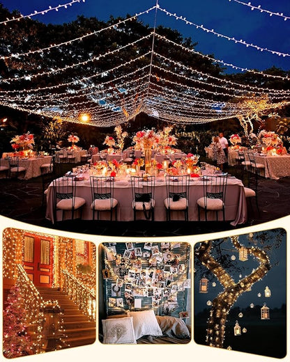 Brightown 2 Pack Solar Christmas String Lights Outdoor, Total 144Ft 400 LED Twinkle Fairy Lights Waterproof with 8 Modes Auto On/Off for Patio Tree Garden Party Home Wedding Decorations (Warm White)