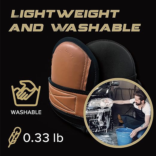 Super Soft Knee Pads for Work, Replaceable Inner Cushion Design, Leather Knee Pads for Construction, Flooring , Gardening, Cleaning, and Garage, Shorts Available rodilleras para trabajo, Beige.