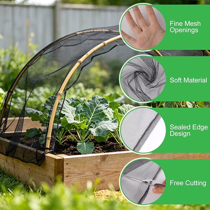 Patio Mosquito Netting, Black 9.8FT×18FT Garden Mesh Netting,Garden Mosquito Net for Plants,Fruits and Vegetables to Repel Flies,Insects & Birds,Mosquito Mesh Screen for Outdoor,Patio,Balcony,Terrace
