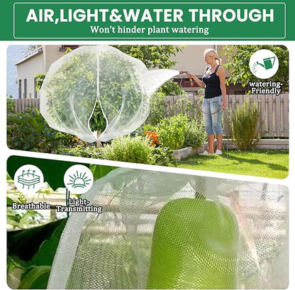 Bird Netting for Garden Protection, Fruit Tree Netting Bag with Zipper & Drawstring 2 Pack 3.9x5.9 Ft Reusable Garden Insect Netting Pest Barrier Mesh Cover for Vegetables,Bushes,Flowers and Plants
