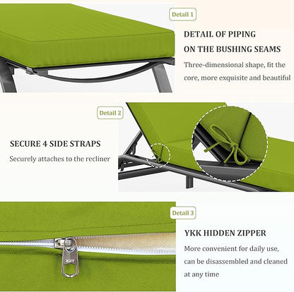 2 Pcs Chaise Lounge Cushions Outdoor, 80" L X 26" W X 4" D Lounge Chair Cushions for Outdoor Furniture, High-Density Foam Patio Chaise Cushion-Waterproof Fade-Resistant ThickPatio lounge chair cushion