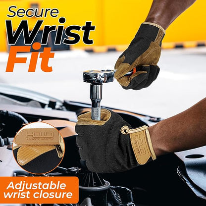 HANDLANDY Work Gloves for Men & Women, Utility Mechanic Working Gloves Touch Screen, Flexible Gardening Gloves for Yard
