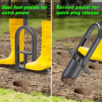 Heavy Duty Long Handled Bulb Planter Tool with Soft Rubber Grip, Garden Sod Plugger for Digging Holes, Turf Repair, Seedling Transplanting