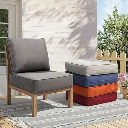 Outdoor Cushion Set for Furniture Patio Furniture, UV Resistant, Water Resistant - 6 Inch Thick Foam Garden Cushions– 24x24 Inch Patio Seat Covers for Chair/Sofa/Couch | Grey | 3-Pack |