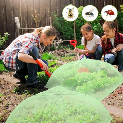 Sawysine 4 Pack Mesh Plant Cover Reusable Screen Cloche Dome Plant Protector Tent Collapsible Umbrella for Outdoor Garden Greenhouse Vegetable Flowers Strawberry from Animals(15 x 15 Inch,Green)