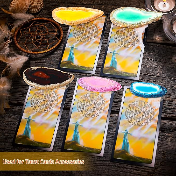 Hicarer 24 Pieces Polished Agate Slices, Drilled Agate Geode Pendants in Various Sizes and Colors Irregular Ornament Geode Stones Rock for Home Room DIY Jewelry Table Decorations