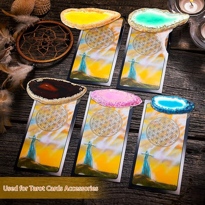 Hicarer 24 Pieces Polished Agate Slices, Drilled Agate Geode Pendants in Various Sizes and Colors Irregular Ornament Geode Stones Rock for Home Room DIY Jewelry Table Decorations