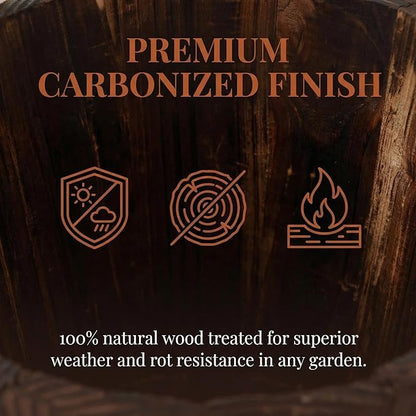 Rustic Wooden Wall Hanging Planter, Decorative Wishing Well Style Half-Barrel Plant Pot for Indoor Outdoor Garden, Vertical Flower Bucket for Fence, Patio & Porch Decor