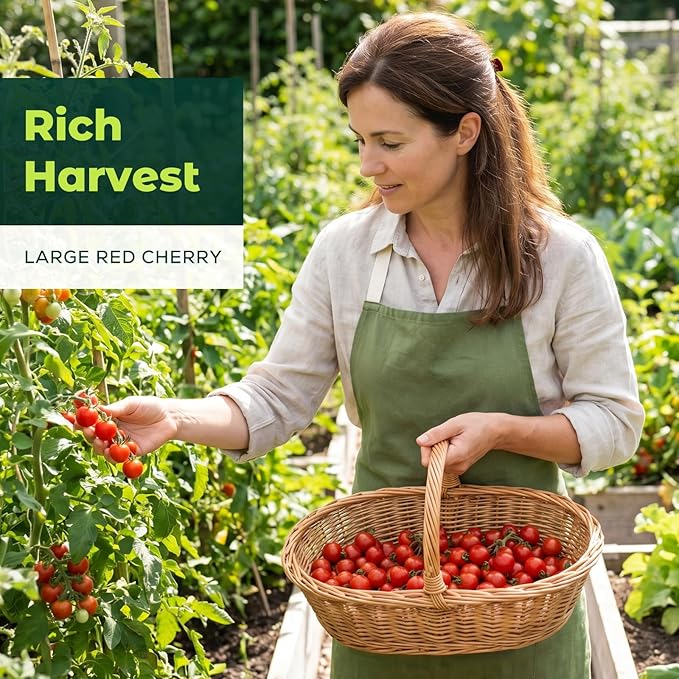 400 Heirloom Large Red Cherry Tomato Seeds for Planting – Sweet Bite-Sized Fruit, High Germination, Fast-Growing, Ideal for Home Garden & Container