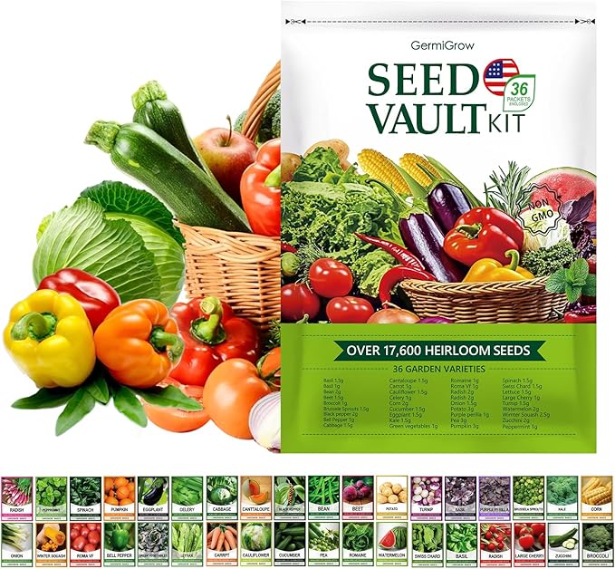 36 Vegetable Variety Pack - 17,600+ Non-GMO Heirloom Seeds for Planting Vegetables and Herbs, 36 Individually Packed Seed Packets for Indoor, Outdoor, Greenhouse & Hydroponic Gardening