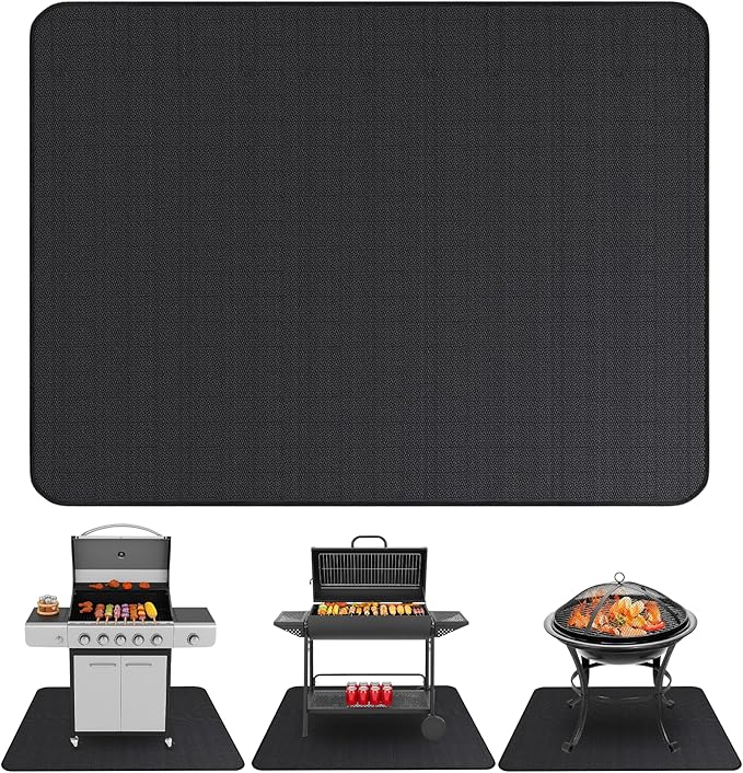 Under Grill Mats for Outdoor Grill (48 x 30 inch) Double-Sided Mat for Under Fire Pit Mat the Perfect Grill Matt for Outdoor Grill Deck Protector and BBQ Matt for Under Grill Mat for Deck