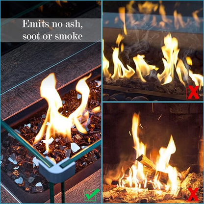 GASPRO 20 lbs Fire Glass for Propane Fire Pit, 1/2-Inch Reflective Fireplace Glass Rocks for Fire Pit Table, Copper