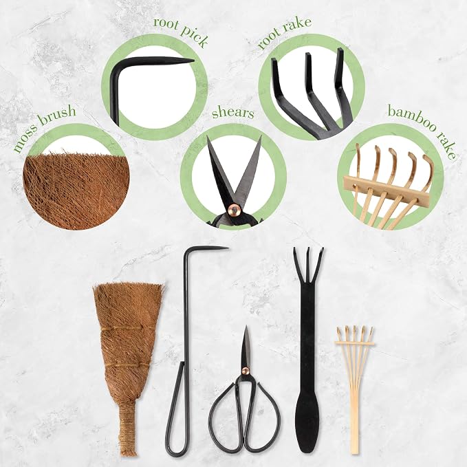 BambooMN Bonsai Tool Kit 5pc Basic Care Set - 10 Sets