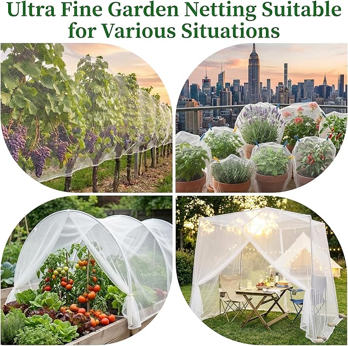 10FT x 33FT Garden Netting Ultra Fine Mesh Netting Plant Cover Bird Netting for Garden Row Cover for Raised Beds/Greenhouse Vegetables Fruits Flowers Trees