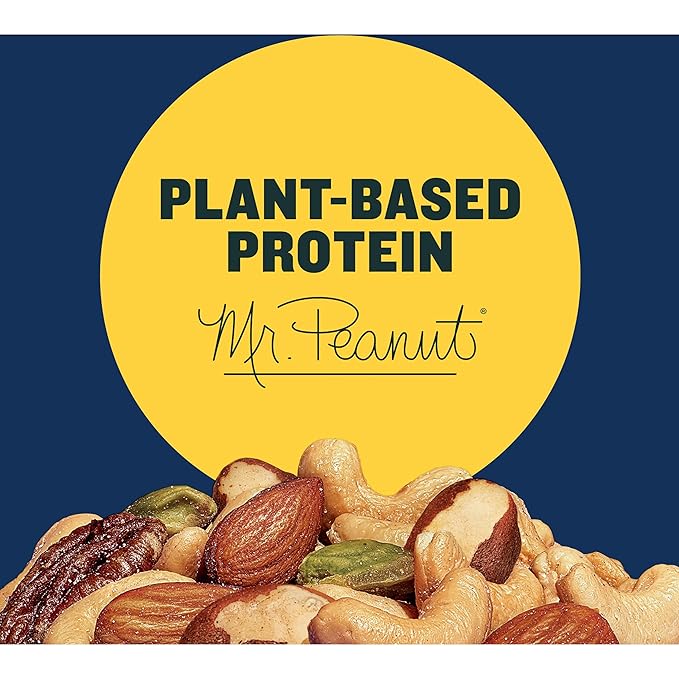 PLANTERS Deluxe Mixed Nuts - Roasted Cashews, Almonds, Brazil Nuts, Pistachios, and Pecans, Plant-Based Protein, Quick Snack, 15.25oz Canister (Pack of 4)