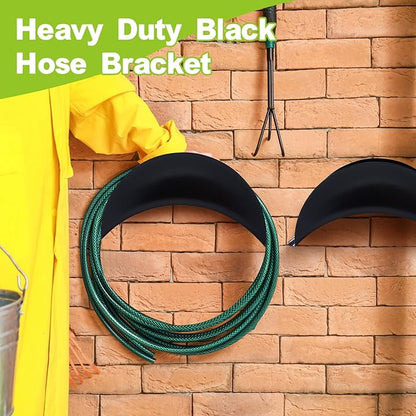 Thyle 6 Pcs Heavy Duty Wall Mount Garden Hose Holder, Metal Water Hose Rack with Screws Black Rustproof Storage Organizer for Outside Yard Lawn Garage
