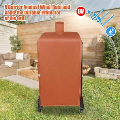 QuliMetal Vertical Smoker Cover for Pit Boss 4/5/7 Series Vertical Smokers, PBV4PS1, Q2000, Pro Series 4/5/7 Vertical Pellet Smokers, Grill Cover for Pitboss 73550, Brown