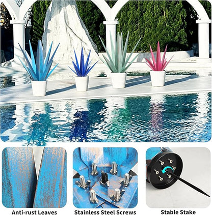 KODIBO Large Tequila Rustic Sculpture, Metal Yard Art, Metal Agave Plants Outdoor Decor, Home Decor Hand Painted Agave Garden Statue
