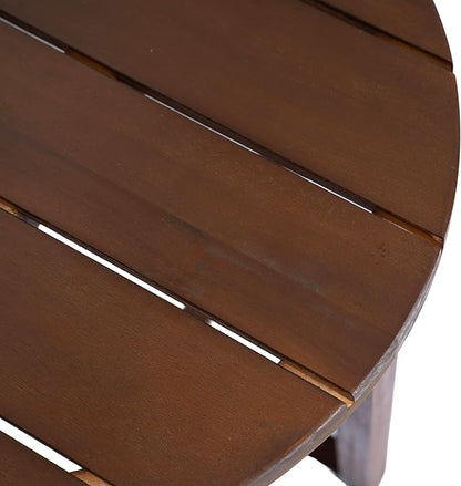 Christopher Knight Home Jara Outdoor Round Side Table, Slat Panel Small Coffee Table, Acacia Wood Side Desk for Backyard Balcony Garden, Weather Resistant Patio End Table, Dark Oak