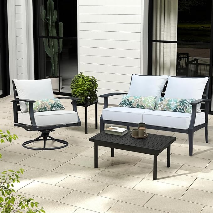 Aoodor Outdoor Chair Cushion, 24 x 24 Inch Water-Resistant, Fade-Resistant Olefin Fabric Patio Seat Cushions with Removable Cover and Adjustable Straps for Outdoor Furniture, Set of 2, Grey