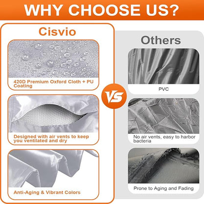 Patio Furniture Cover Rectangle 68"(L) x 56"(W) x 40"(H), Custom Heavy Duty 420D Waterproof Outdoor Cover with Drawstring & Buckles for Table Chair Garden, Silver