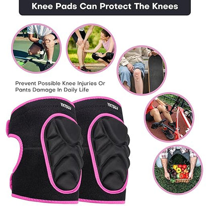 Knee Pad Women Men for Gardening House Working, Floor and Carpet Cleaning, Construction Work, Cleaning Knee Pads With High Elastic Fabric Black with Pink Edge L