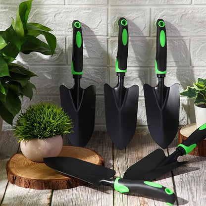 12 Pcs Garden Shovel Aluminum Alloy Heavy Duty Trowel Garden Tool Small Shovels for Digging Metal Hand Trowel Spade with Soft TPR Handle for Lawn Yard Farm Home Shop Planting (Green Black)