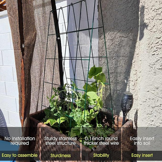 Cucumber Trellis for Raised Bed, Rifny 16.5 x 40 Inch Metal Trellis for Climbing Plants Outdoor with Plant Clips Twist Ties, Garden Plant A-Frame Trellis for Vegetable Pea Tomato (Green, 2 PCS)