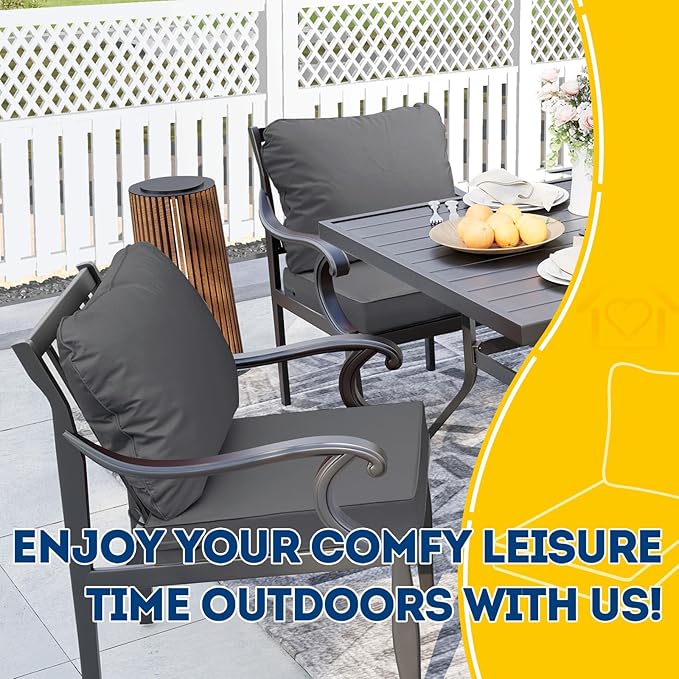 AAAAAcessories Outdoor Seat Cushions for Chairs, Fade-Resistant, Waterproof Patio Furniture Replacement Cushions, 21" x 19" x 3" + 21" x 19", Dark Gray