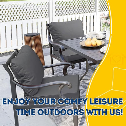 AAAAAcessories Outdoor Seat Cushions for Chairs, Fade-Resistant, Waterproof Patio Furniture Replacement Cushions, 21" x 19" x 3" + 21" x 19", Dark Gray