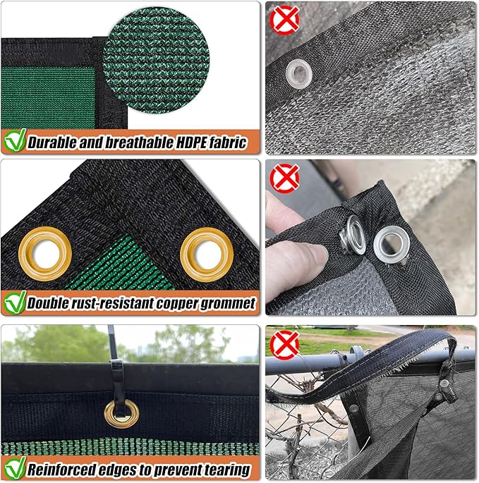 KANAGAWA 4ft x 50ft Privacy Screen Fence, 90% Blockage Heavy Duty 175 GSM Fencing Mesh Net Cover for Outdoor Wall Garden Yard Backyard 80 Cable Zip Ties Included Dark Green