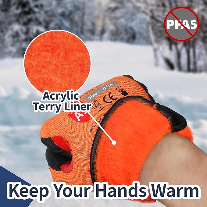 Schwer FreezeGuard-X Winter Work Gloves for Men and Women, ANSI A9 Cut Resistant Gloves for Extreme Protection, Freezer Glove With Super Grip, Touchscreen, Thermal Insulated, PM3326-W (S,1 Pair)