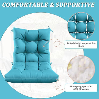 Patio Seat&Back Chair Cushions for Outdoor Furniture，Comfortable Cushions for Rocking/Dining/Lawn Chair-Set of 2