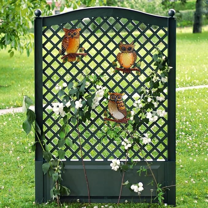 J-Fly Owl Decorative Metal Wall Art Owl Outdoor Decorative Metal Bird Wall Art Exquisite Christmas Decoration Gifts For Garden Patio Porch Bedroom Kitchen Lover Gift 9 Inch Set Of 3