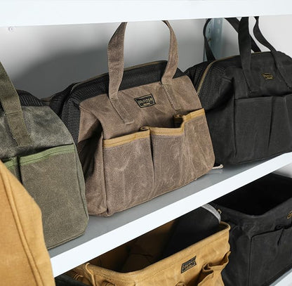 13-inch Tool Bag, Heavy Duty Wide Mouth Water-Resistant Tool Bag, Tool Tote with Handle for Tools, Wrenches, Screwdrivers (13 X 7.8 X 9 inch) | ArmyGreen