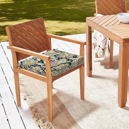 LVTXIII Outdoor Chair Cushions, Fade-Resistant Patio Furniture Cushions Outdoor Chair Pads with Ties for Dining Chairs and Garden Furniture Use, 18.5"x16"x2" 2 Pack, Paisley Sapphire Blue